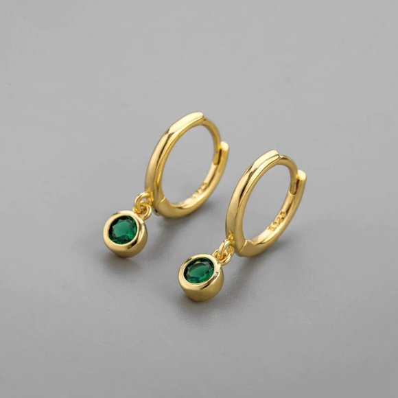 *NEW 925 Sterling Silver Diamond Drop Huggie Hoops - Picture 1 of 4